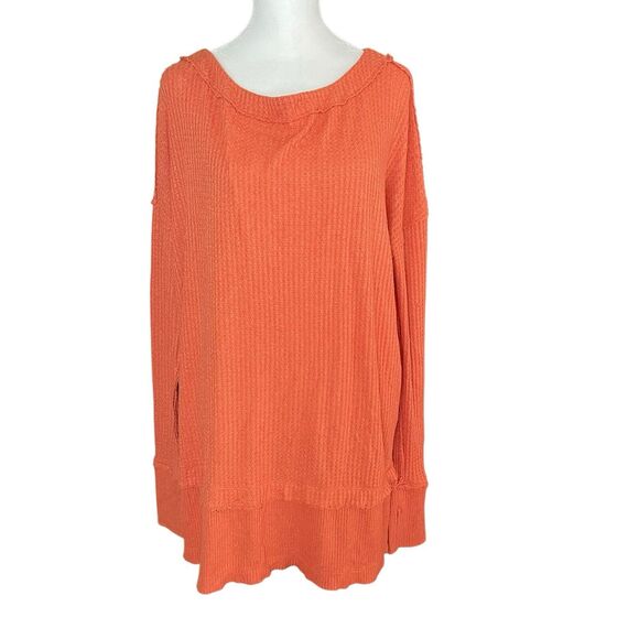 We The Free Tops - We the Free Small North Shore Thermal Top Waffle Knit Long Sleeve Orange